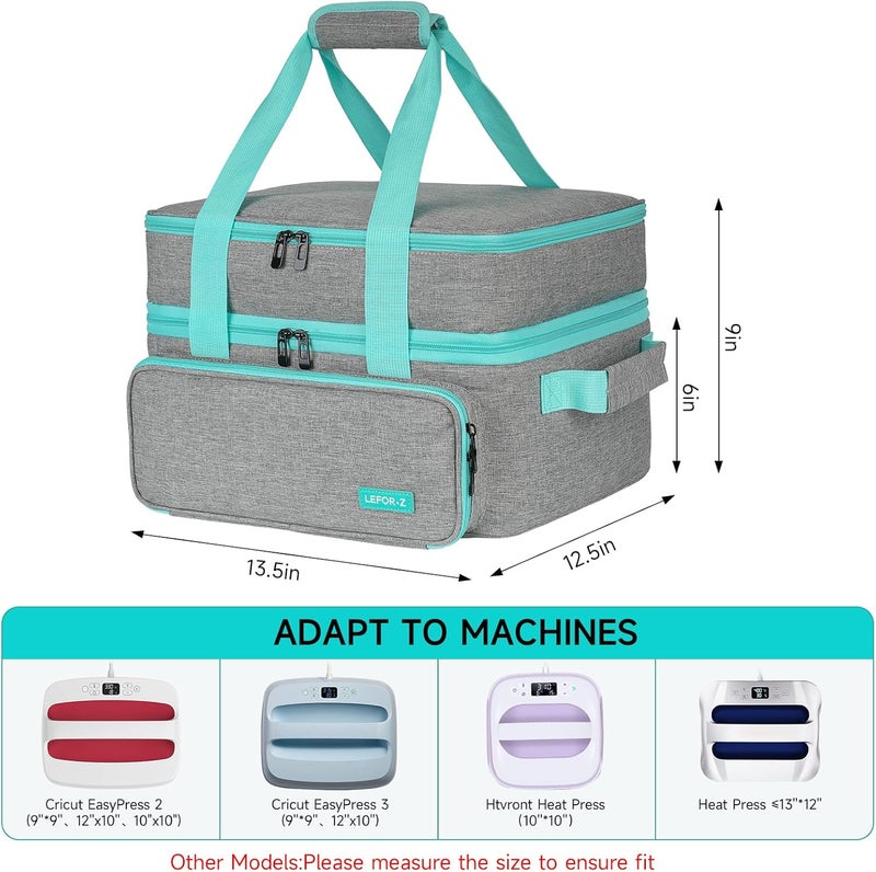 LEFORZ Carrying Case Compatible with Cricut EasyPress 2/Cricut EasyPress3 (9"x9",10"x10",12"x10"),Double-Layer Heat Press Machine Storage Bag Fits for Htvront(10"x10"),Tools and Accessories,Easy Press Mat - Image 2